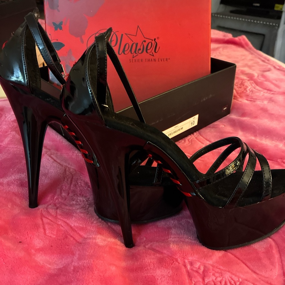 Pleaser Black Patent Platform Heels